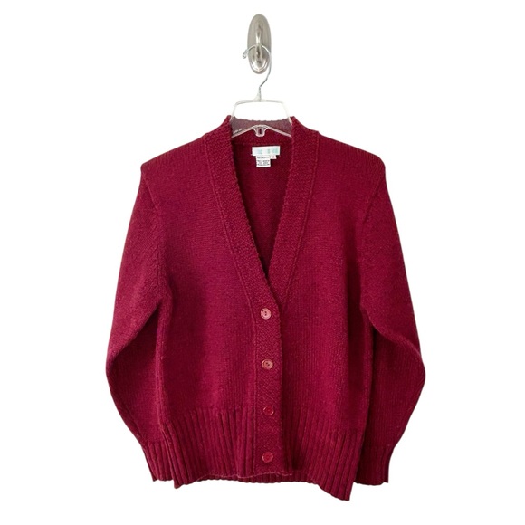 Townhouse Vintage Women’s Burgundy V-Neck Cardigan Sweater Size M - Picture 1 of 10